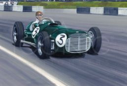 Juan Manuel Fangio in the BRM V16 at Silverstone 1953 by Martin Tomlinson