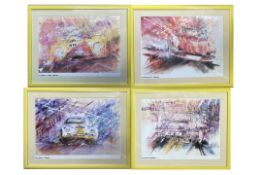 A Set of Four Limited Edition Porsche Design Studio Prints by Bhambra