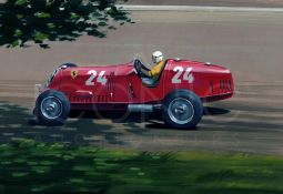 Tazio Nuvolari's Alfa 8c Winning at the 1936 Hungarian Grand Prix by Martin Tomlinson