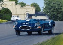 Graham Hill Steering the E-Type to Victory on its Debut at Oulton Park by Martin Tomlinson