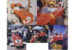 Five Large Original Ferrari Race Car Photographic Images from the 1950s, 1960s and 1970s