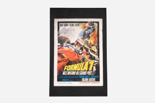 Large Original Promotional Cinema Poster for the Film 'Formula 1' on Linen