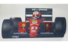 Alloy Plaque Ferrari F1 640 Silhouette - Signed by Nigel Mansell CBE