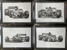 Four Large Damon Hill Limited Edition Prints by Alan Stammers - Signed by Damon and the Artist