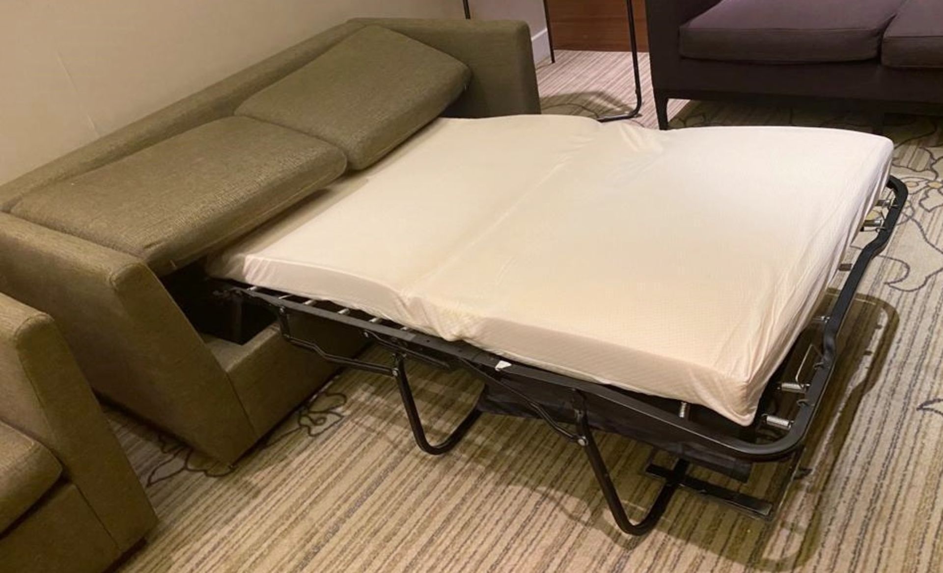 1 x 2-Seater Fold-out Sofa Bed Futon, Upholstered in a Premium Woven Fabric - Recently Procured From - Image 3 of 4