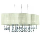 1 x Searchlight 6 Light Ceiling Light - Chrome Finish, Clear Crystal Drops and Cream Voile Shade -