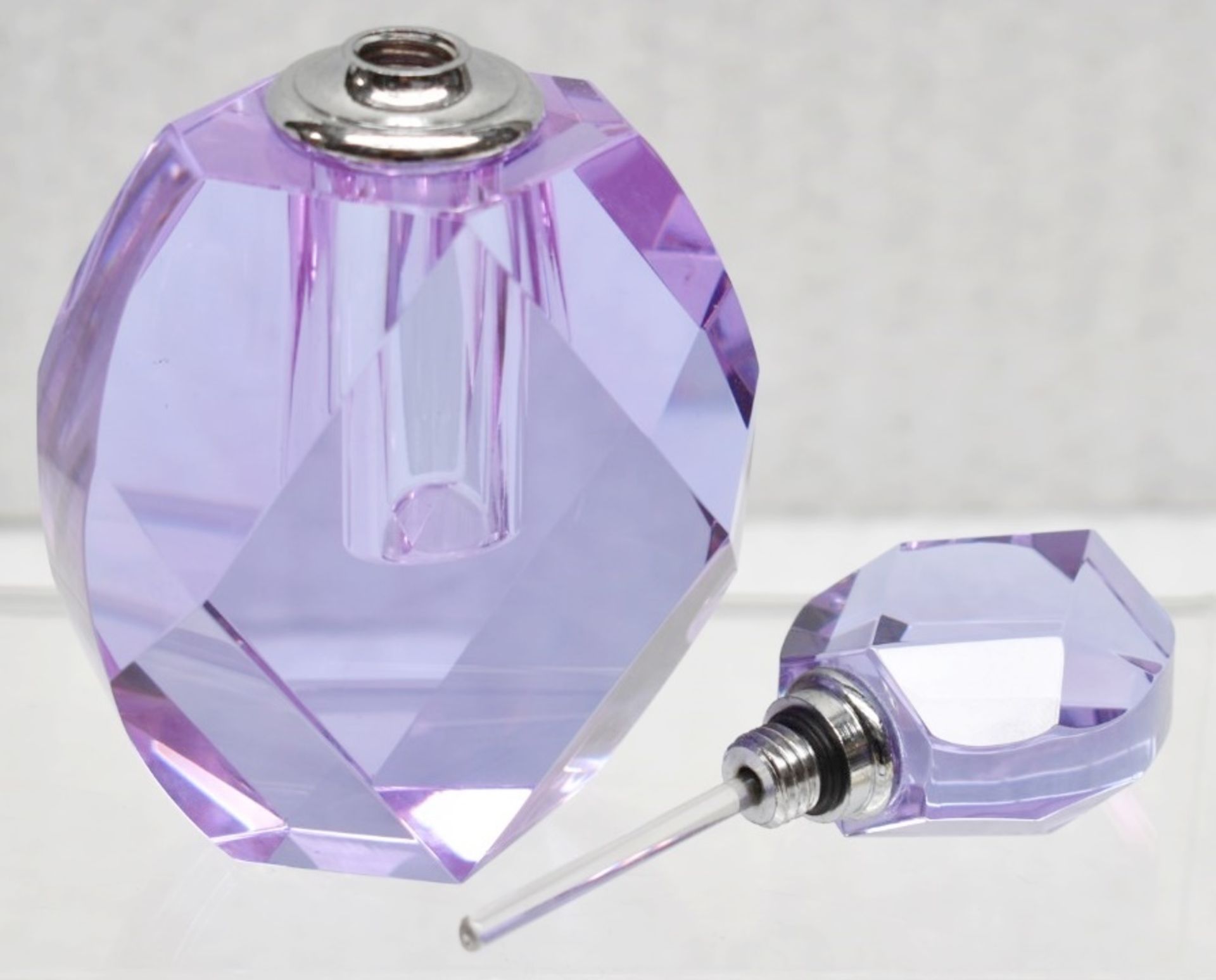 2 x Vintage-Style Cut Glass Perfume Bottles In Purple / Pink - Image 2 of 5