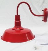 1 x Industrial-Style Metal Wall Lamp Sconce With Goose Neck, In Red - Unused Boxed Stock