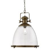 1 x Searchlight Industrial Light Pendant With Antique Brass Finish - Type: 7759 - New Boxed