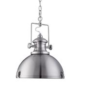 1 x Searchlight Industrial Style Pendant Light With Satin Silver Finish - Type: 2297SS - New Boxed