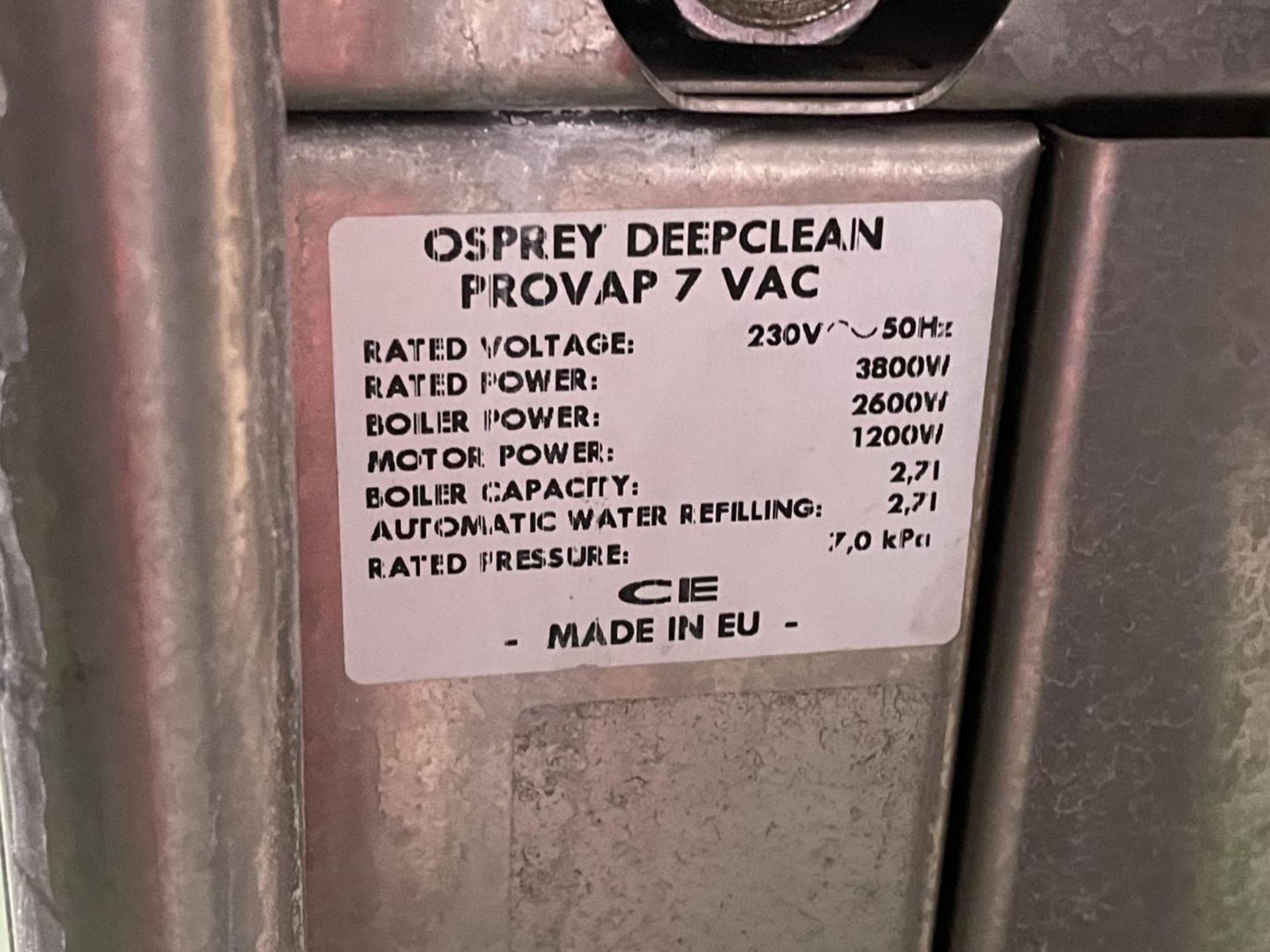 1 x Osprey Deep Clean Provap 7 VAC Steam Cleaner - Removed From a Working Environment - CL011 - Ref: - Image 4 of 9