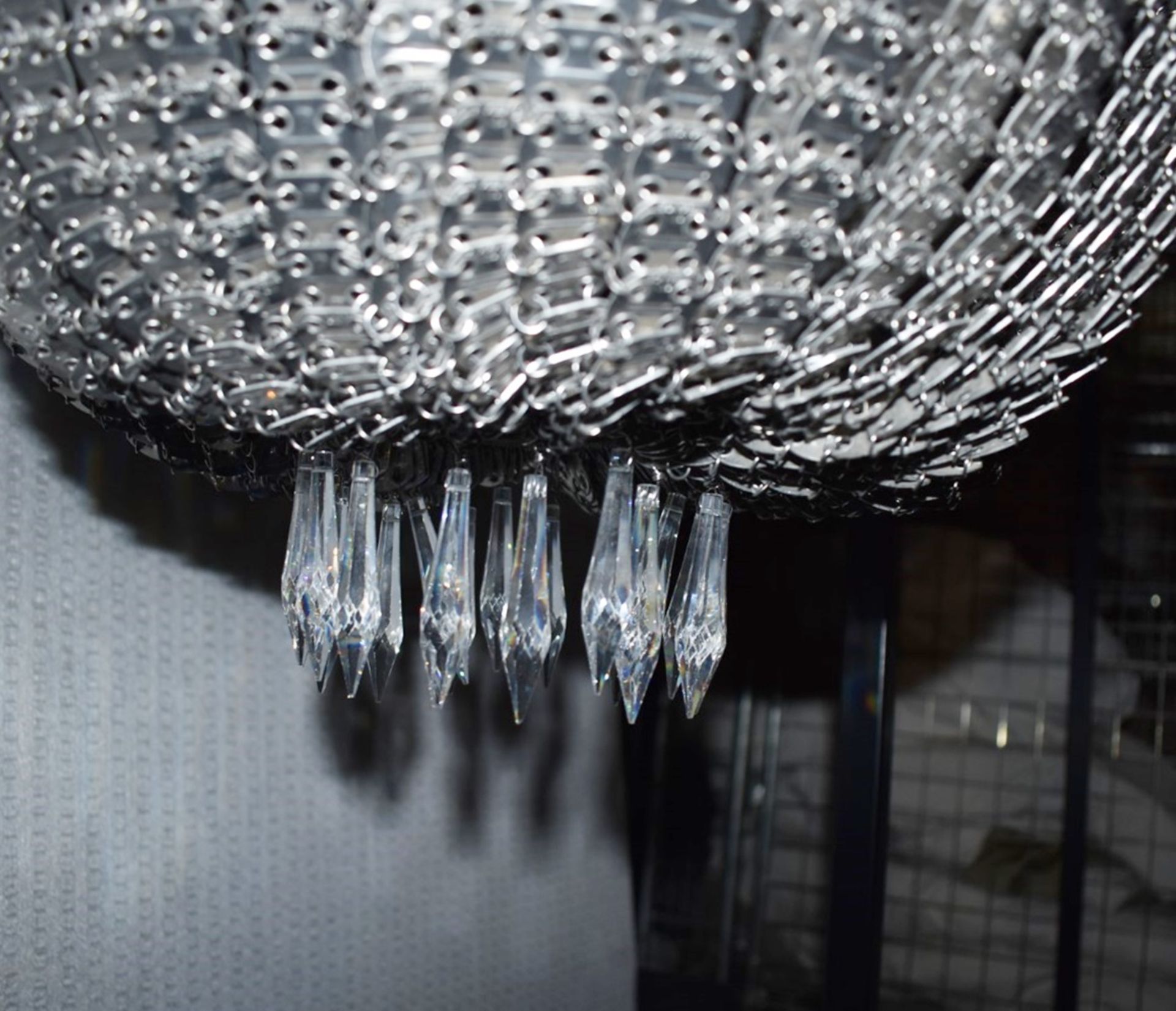 1 x Opulent Chainmail Chandelier with Crystal Glass Droplets - Procured From An Exclusive Property - Image 5 of 8