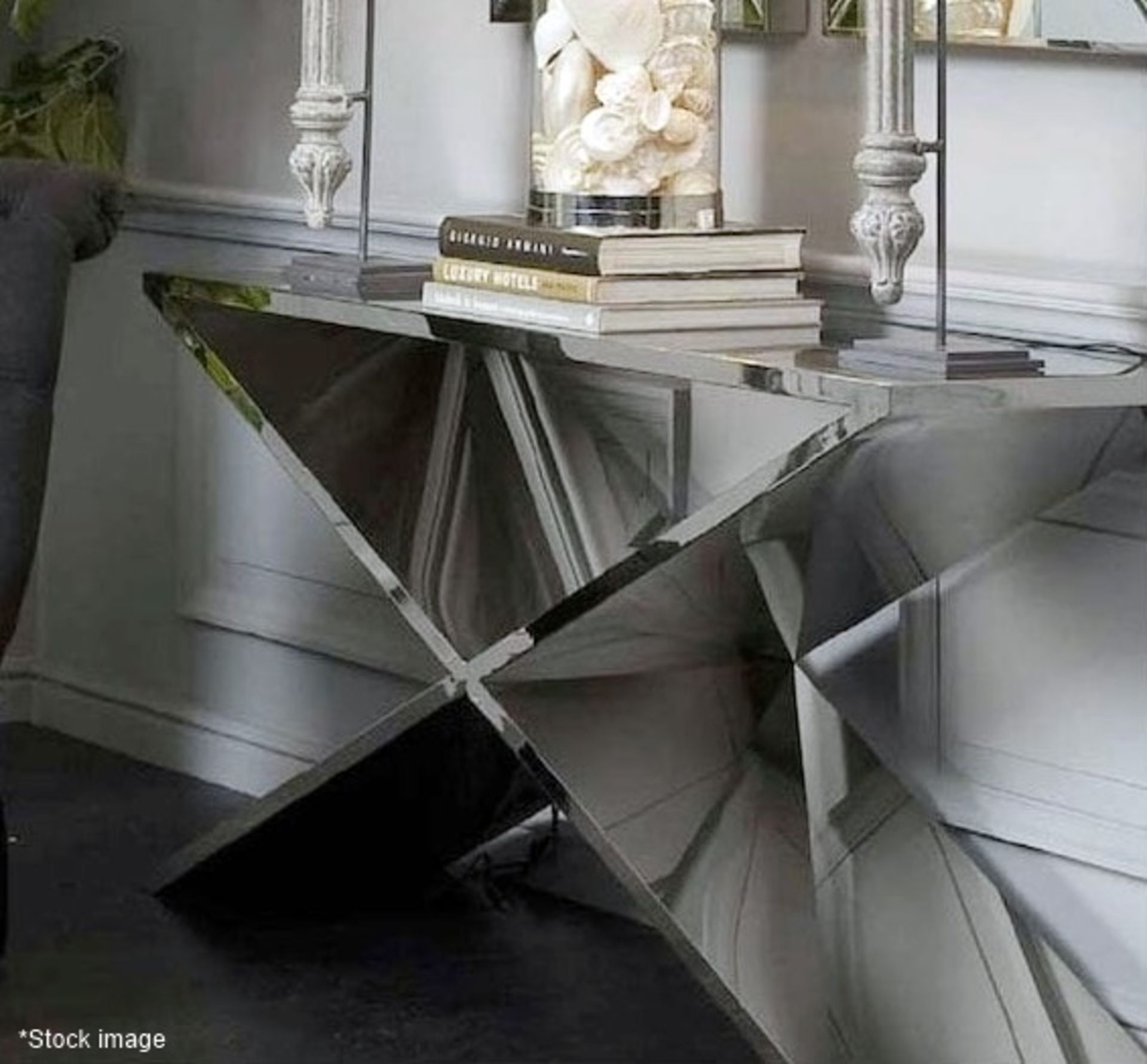 1 x EICHHOLTZ 'Metropole' Luxury Handcrafted Mirrored Console Table - Original Price £2,810