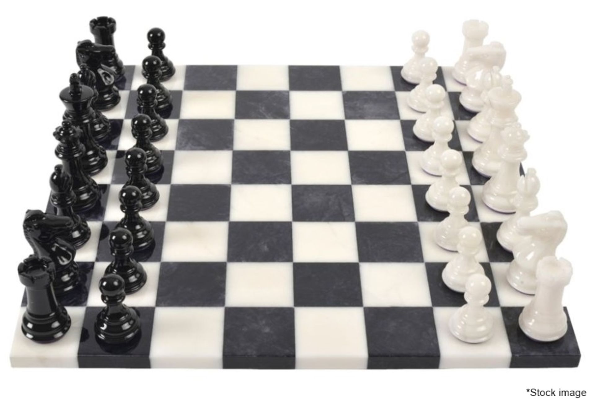 1 x PURLING Luxury Alabaster Stone Chess Set - Original Price £950.00 - Made In Italy *See Condition - Image 2 of 17