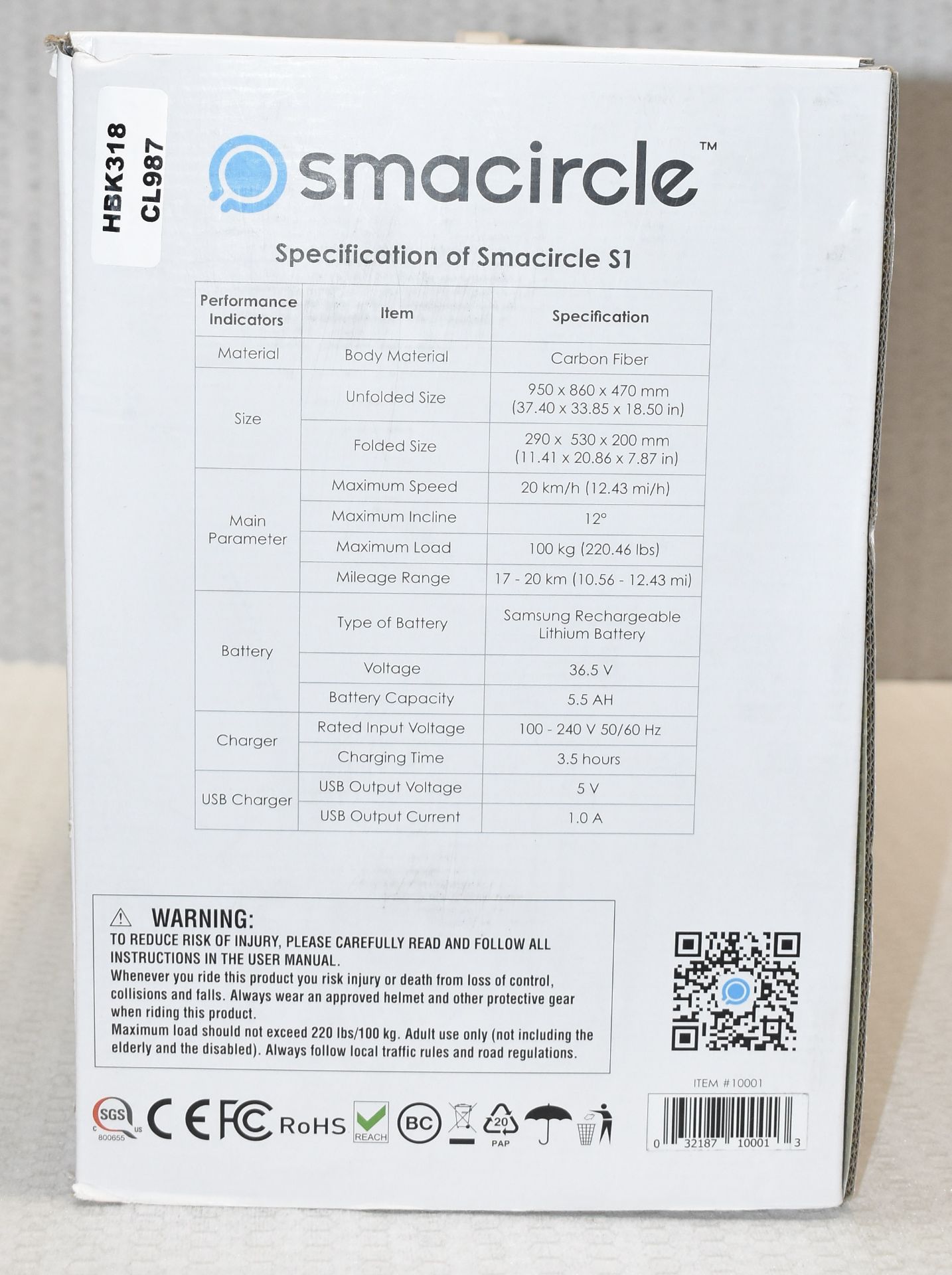 1 x SMACIRCLE S1 Super Compact Foldable Electric Bike - Original RRP £1,299 - Boxed with Accessories - Image 8 of 12