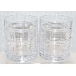 Set of 2 x RALPH LAUREN HOME Hudson Plaid Double-Old-Fashioned Crystal Glasses - RRP £125.00