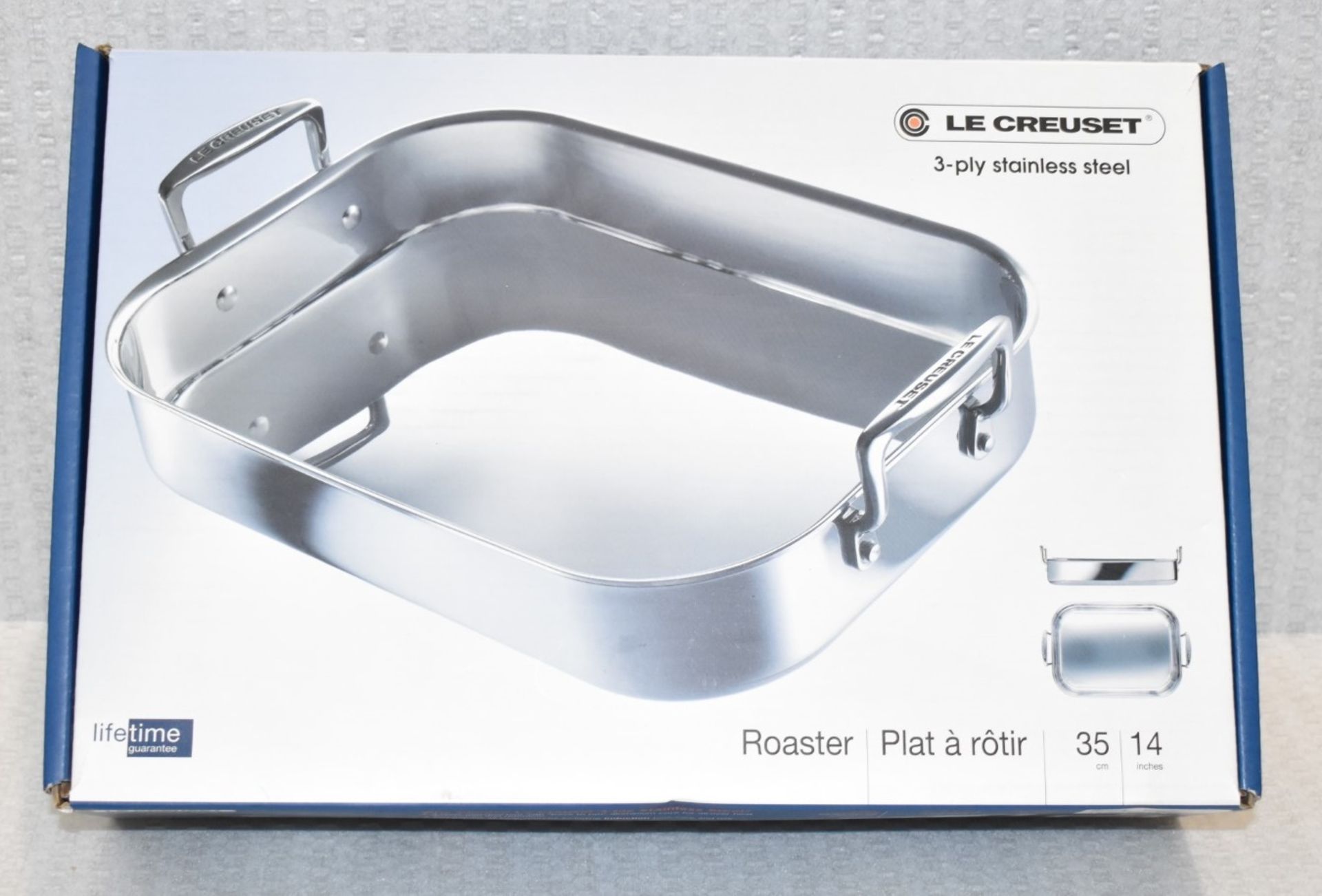 1 x LE CREUSET 3-Ply Stainless Steel 35cm Rectangular Roaster - Ex-display - Original Price £159.00