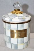 1 x MACKENZIE CHILDS Sterling Check Enamel Canister - Small - Original RRP £108.00