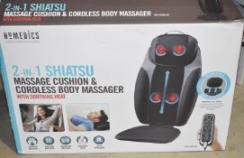 HoMedics 2-in-1 Shiatsu Massage Cushion and Cordless Body Massager, Removable Cordless Massage