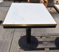 1 x Square Industrial-style Bistro Table with a Sturdy Metal Base And Marble Effect Top - Ref: