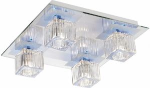 1 x Searchlight LED Flush Ceiling Light - Chrome Finish With Ribbed Glass Shades - Type: 1934