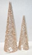 2 x HARRODS OF LONDON Pearl Cone Tree Ornaments (2 sizes) - Total Original Price £75.00 - Unused