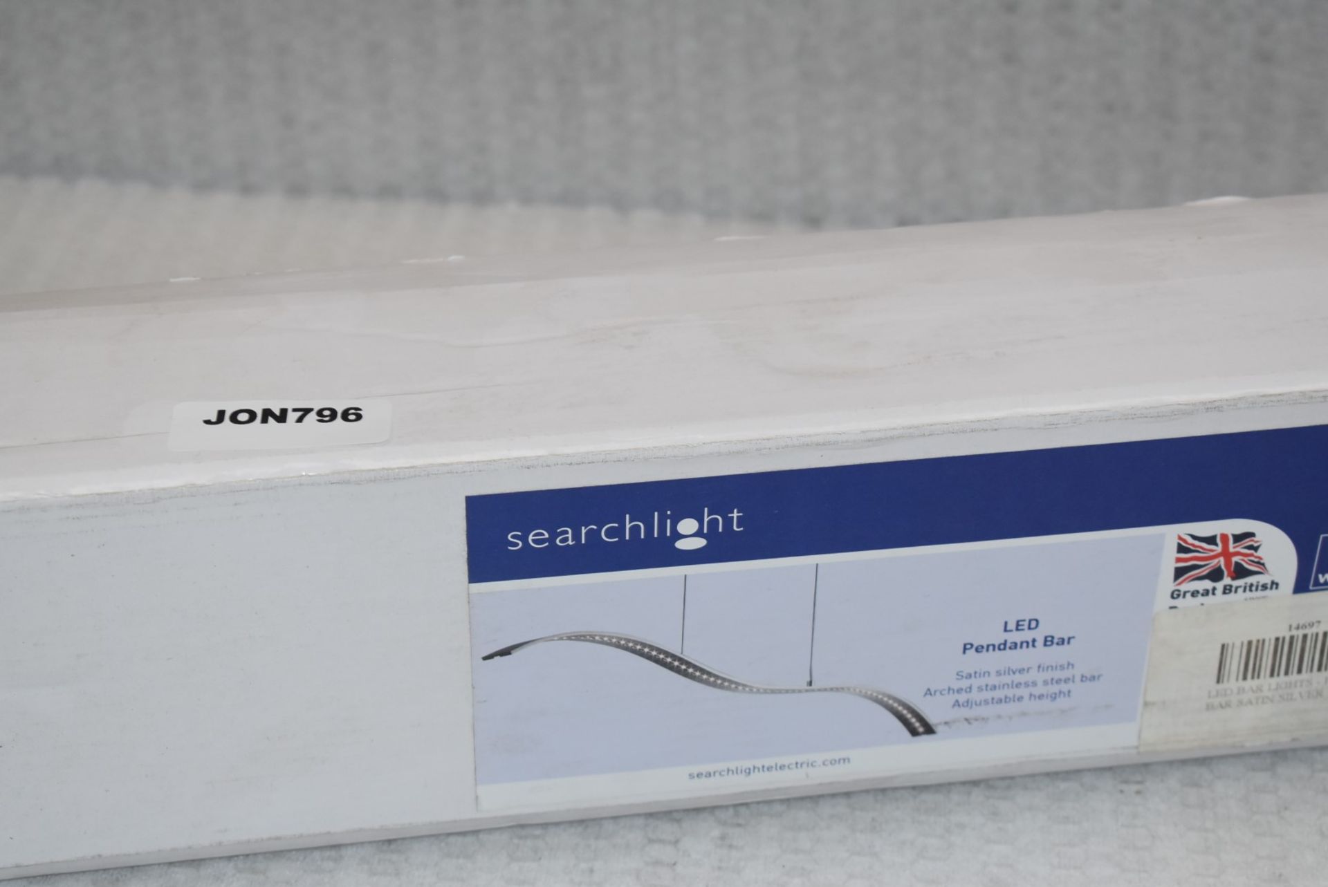 1 x Searchlight LED Pendant Wave Bar Light With Satin Finish - Type: 2076SS - New Boxed Stock - Image 3 of 4