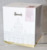 1 x HARRODS Rose and Oud Luxury Candle In Glass Holder (230g) - Unused Boxed Stock
