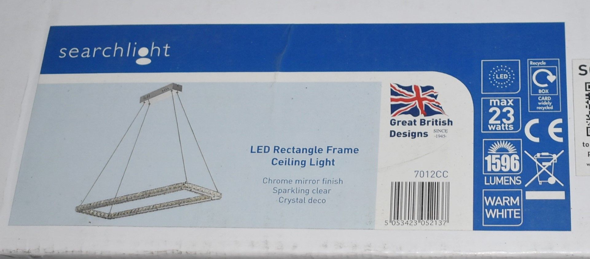 1 x Searchlight Clover LED Ceiling Light - Chrome Clear Crystal Glass - Type: 7012CC - New Boxed - Image 2 of 3