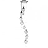 1 x Searchlight Twirls 8 Light Multi Drop Ceiling Light - Chrome Finish With Clear Bauble Glass