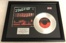 1 x LED ZEPPELIN Silver 7 Inch Vinyl Record - BLACK DOG - Mounted and Presented in a Black Frame