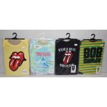 4 x Rock n Roll Themed Baby Suits - Ages 0-6 Months - Features Various Rock Bands - New - RRP £80