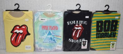 4 x Rock n Roll Themed Baby Suits - Ages 0-6 Months - Features Various Rock Bands - New - RRP £80