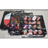 6 x Tote Shopper Bags Featuring The Rolling Stones, Kiss and Pink Floyd - Size: 40 x 40 cms