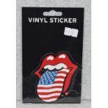 100 x Rolling Stones Vinyl Stickers - Iconic Tongue and Lips Logo With American Flag - Officially