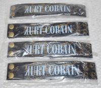 4 x Kurt Cobain Adjustable Leather Wrist Straps With Brass Fastening Buttons - By Bravado