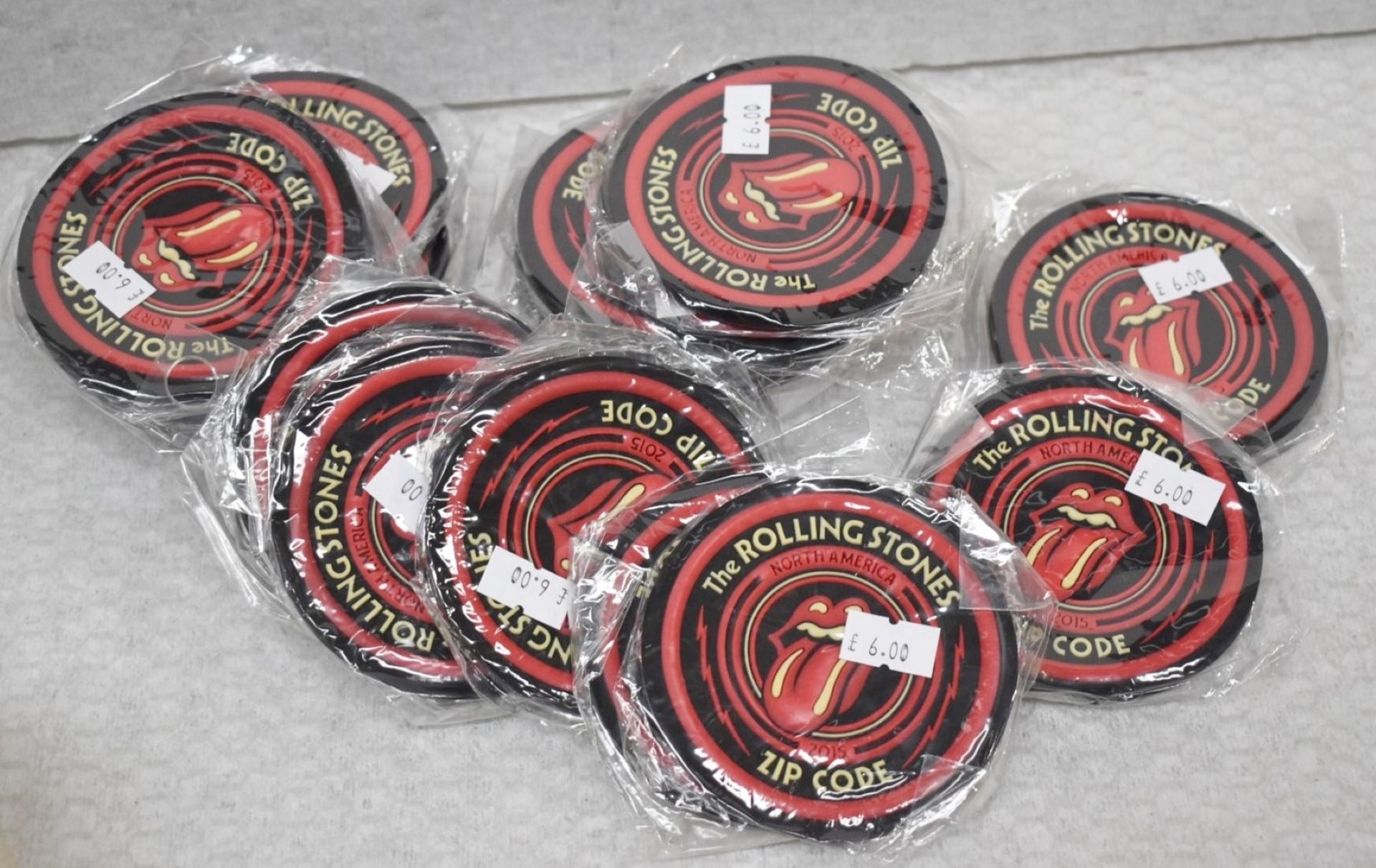 20 x Rolling Stones Table Coasters - North America Zip Code Tour With Iconic Tongue and Lips