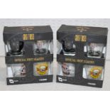 2 x Sets of Official Guns n Roses Shot Glass Packs - Each Pack Contains 4 x 1oz Shot Glasses RRP £3