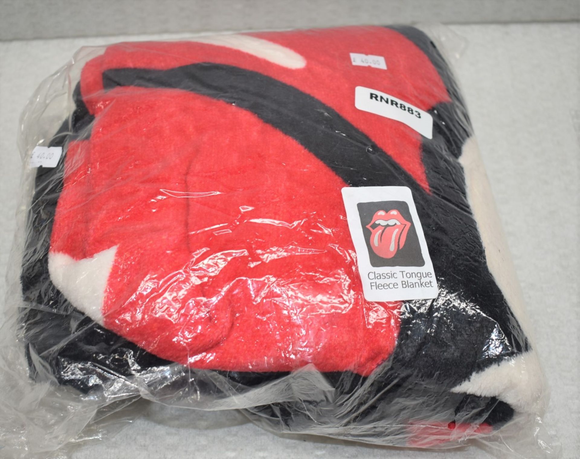 1 x Rolling Stones Large Fleece Blanket - Features the Iconic Tongue and Lips Logo on the Back -