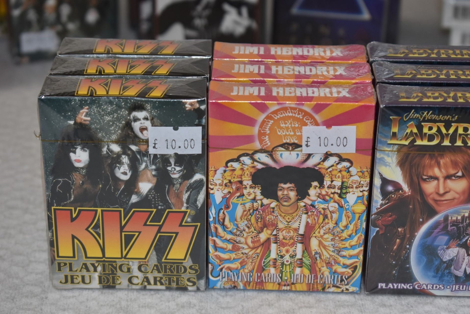 12 x Packs of Themed Playing Cards Featuring Jimi Hendrix, Fender, Labyrinth & Kiss - RRP £120 - Image 2 of 7