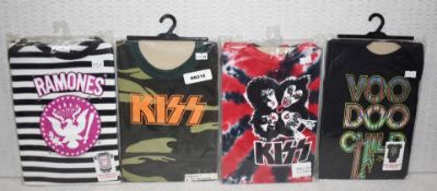 4 x Rock n Roll Themed Baby Suits - Ages 6-12 Months - Features Various Rock Bands - New - RRP £80
