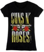 4 x Rock and Roll Themed Green Day, Guns N' Roses, and David Bowie Ladies T-Shirts - Size: Extra