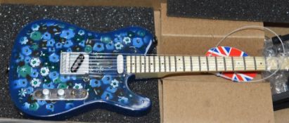 1 x Miniature Hand Made Guitar - Paisley Flower, Fender Telecastor - New & Unused - RRP £35