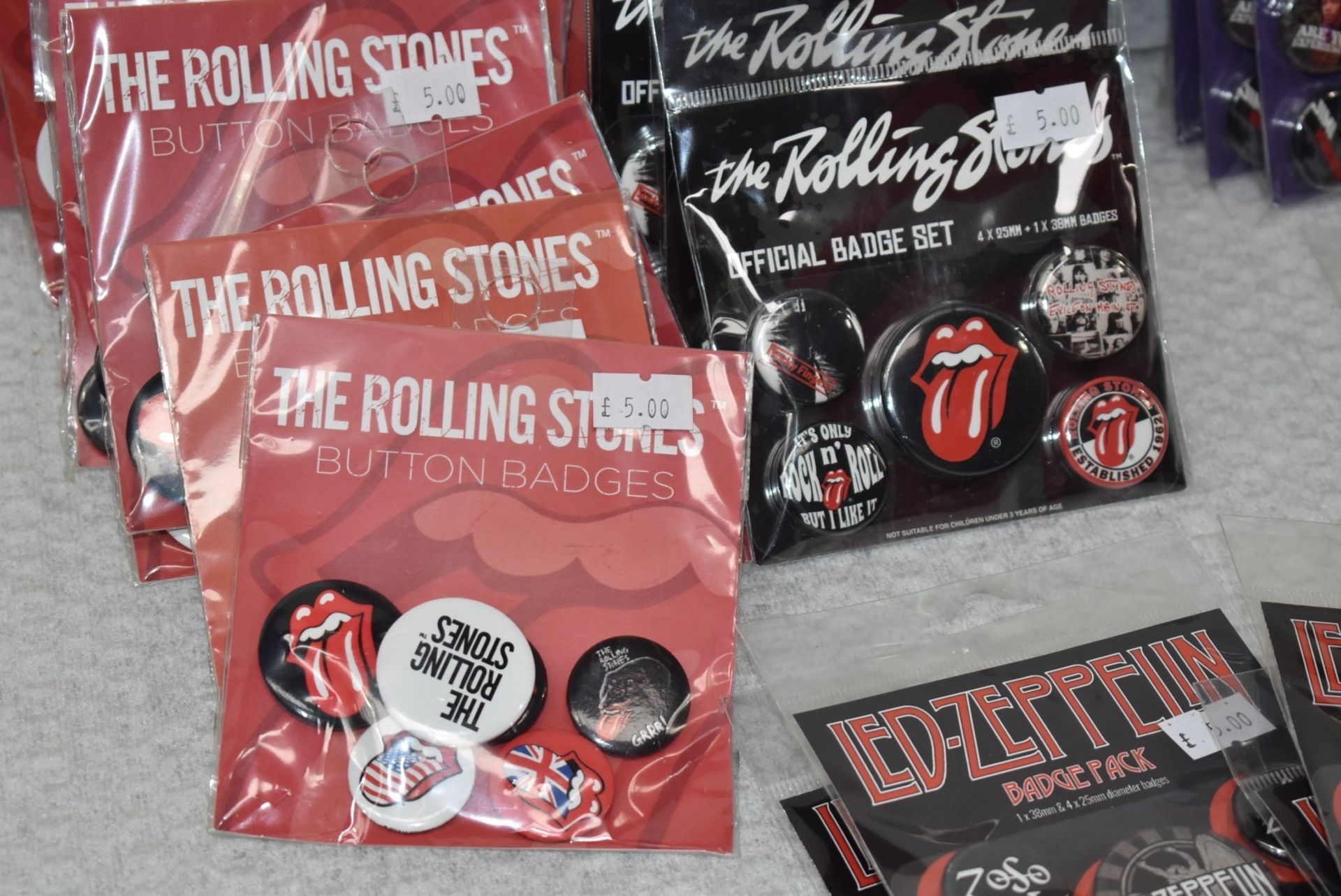 56 x Button Badge Sets Featuring Rolling Stones, Jimi Hendrix, Pink Floyd, Led Zeppelin - RRP £280 - Image 4 of 9