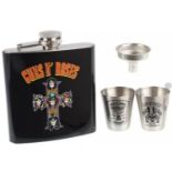 1 x Guns N' Roses Hip Flask Gift Set - Includes Printed Hip Flask, Funnel For Easy Filling and Cups
