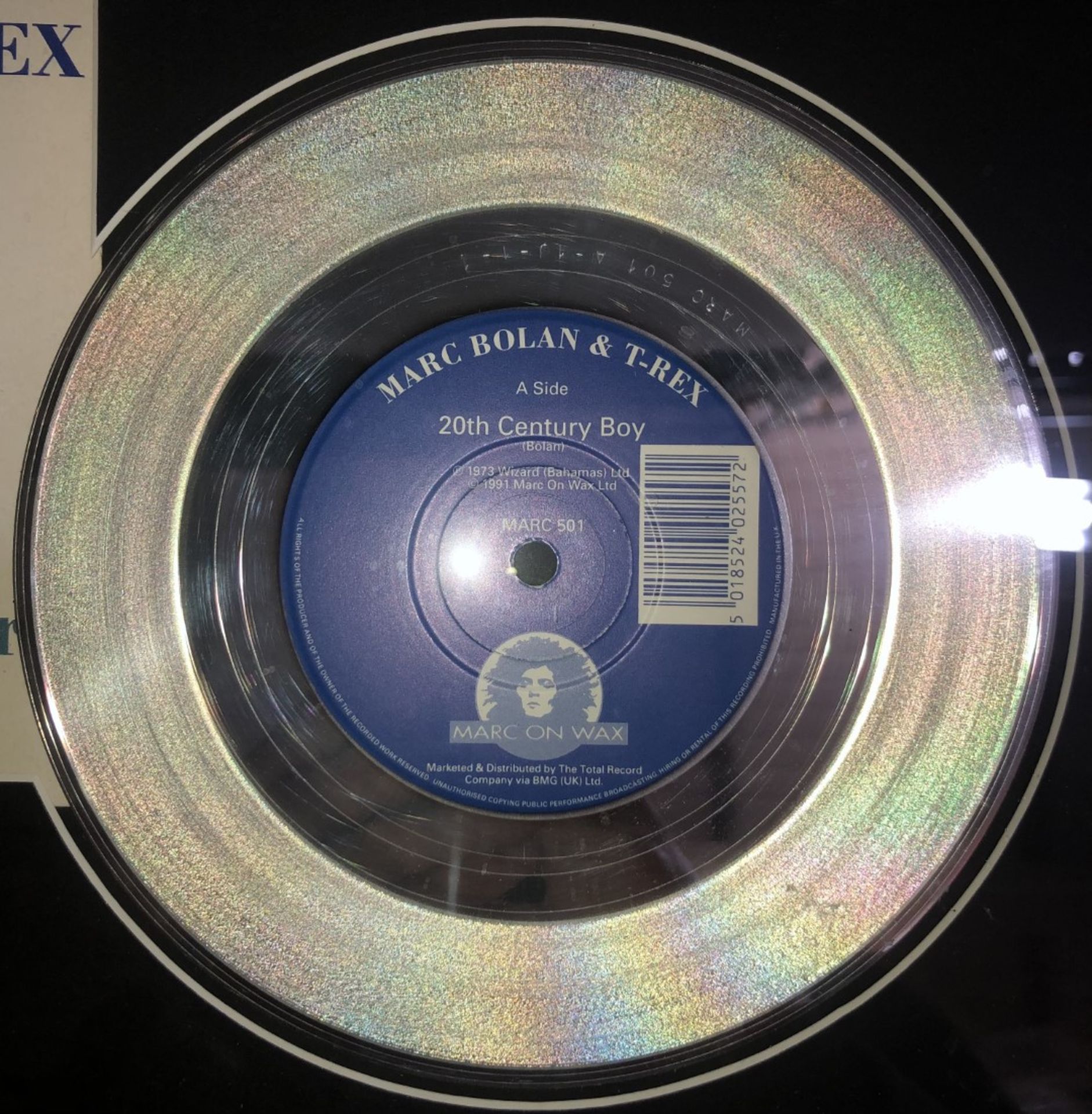1 x Framed MARC BOLAN & T-REX Silver 7 Inch Vinyl Record - 20th CENTURY BOY - Image 4 of 4