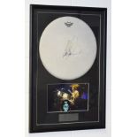 1 x Authentic DEEP PURPLE Drummer IAN PACE Signed DRUMSKIN With Autograph and COA
