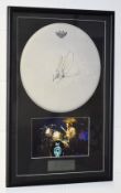 1 x Authentic DEEP PURPLE Drummer IAN PACE Signed DRUMSKIN With Autograph and COA