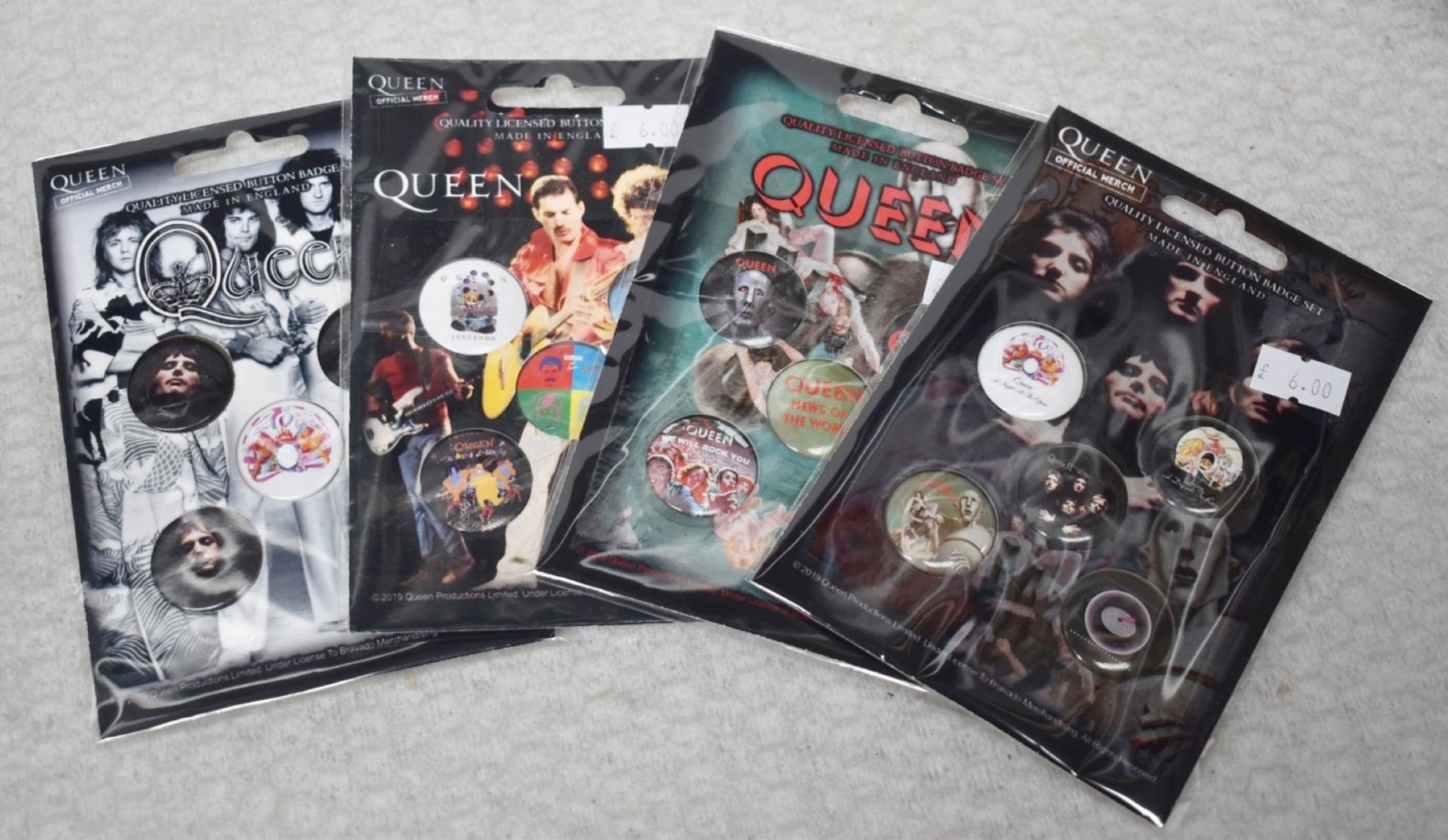 20 x Queen Button Badge Sets - Four Various Design Included - Five Badges Per Set - 190 x Badges