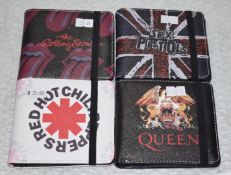 4 x Bifold Wallets With Elastic Closure - Size: 11 x 10 cm - Various Bands as Pictured - RRP £100